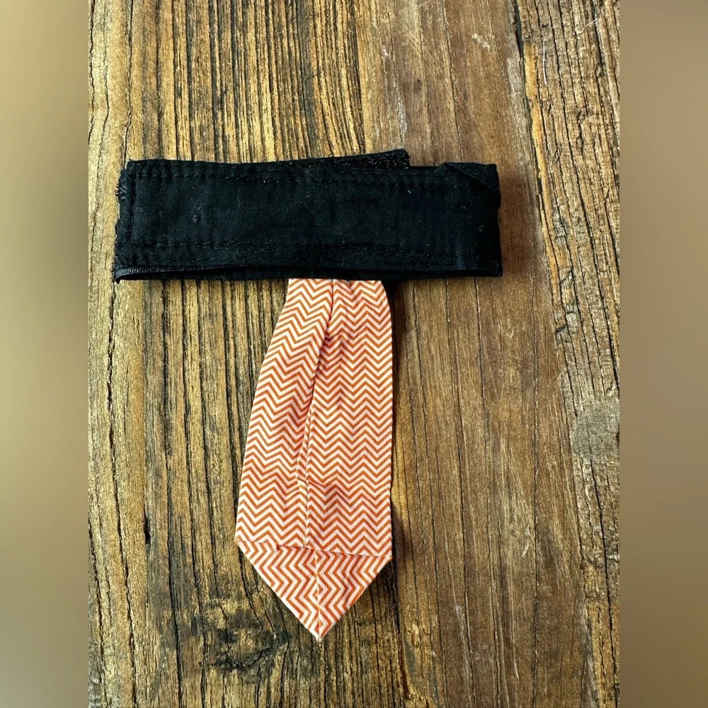 Stylish Black and Orange Dog Collar with Tie